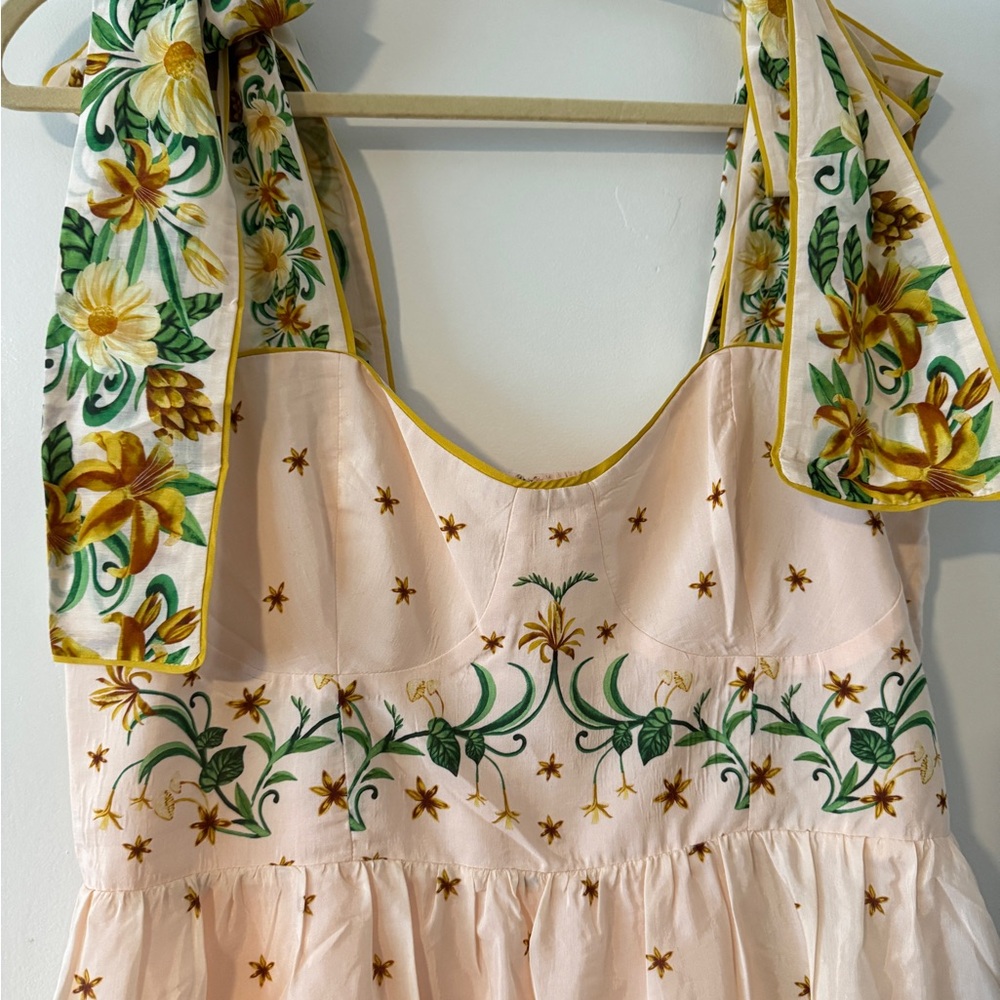 FARM Rio pink botanical beauty shoulder bow midi dress. NEW CONDITION - Picture 8 of 16